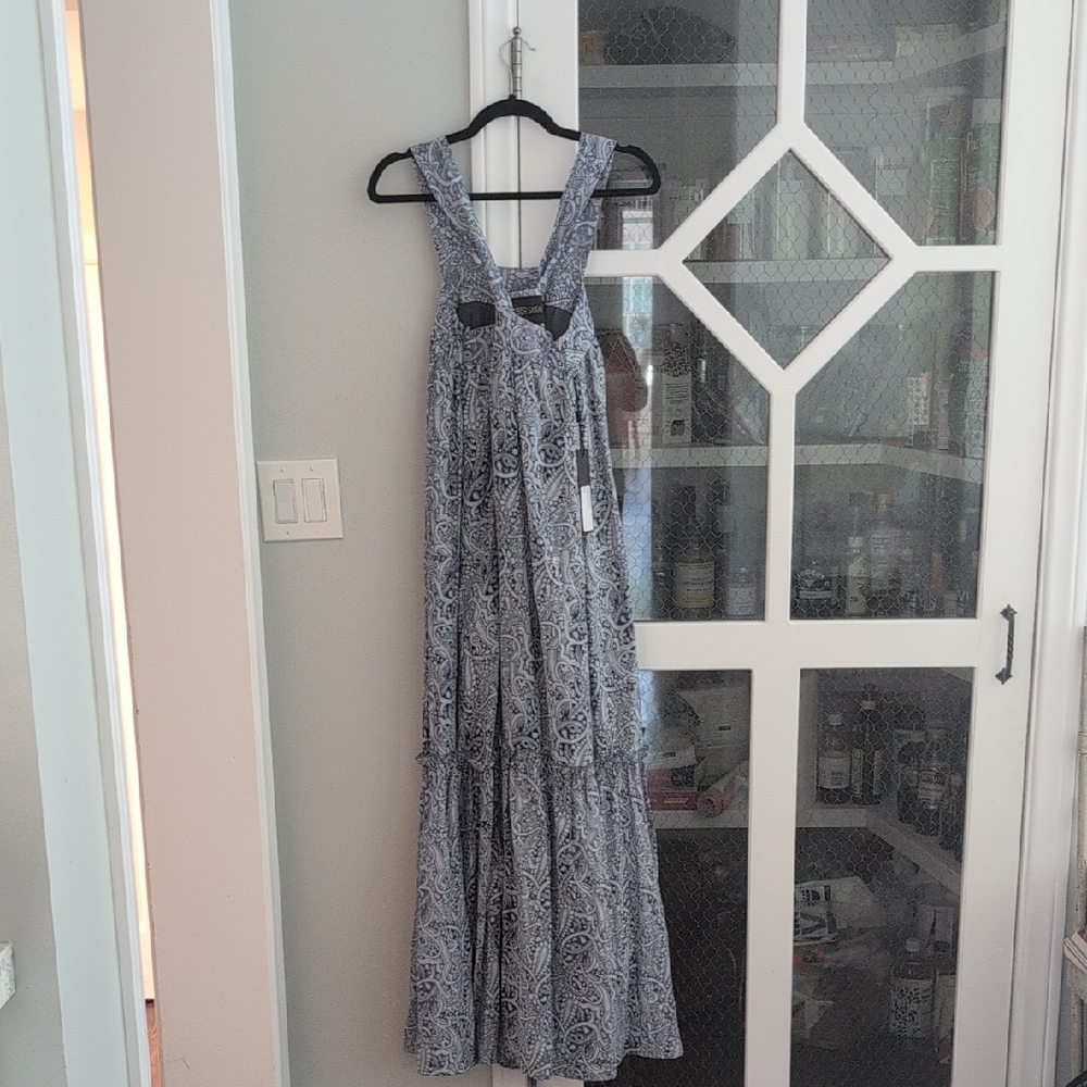 Amber Sakai Dark Paisley Crossed Back Dress.